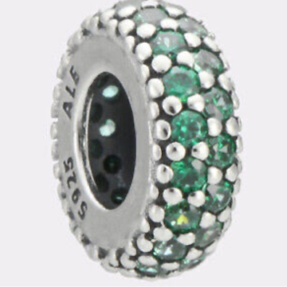 Pandora Emerald Green CZ Pave Sparkle Inspiration Within Spacer Bead Charm - Picture 1 of 6